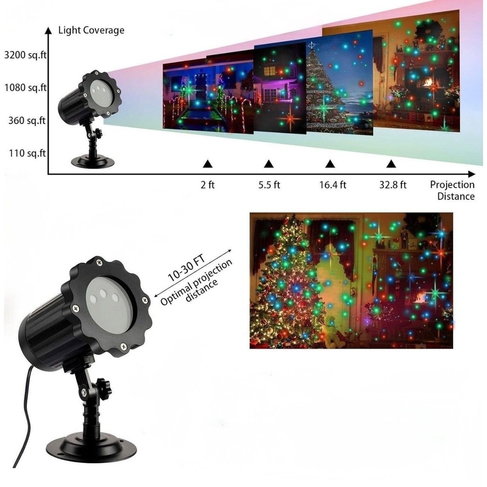 LED MALL RGB Laser Christmas Light Projector Outdoor Indoor Star Shower Black